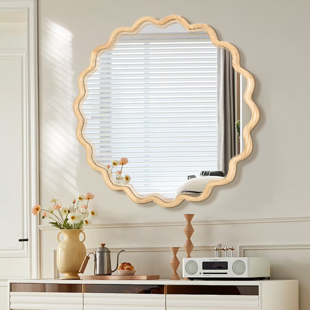 Large 40"x28" Solid Wood Rectangle Mirror in Antique Black - Modern Wall Decor for Home, Living Room, Bedroom, and Bathroom