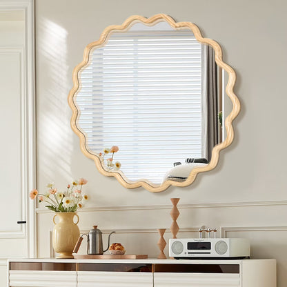 Large 40"x28" Solid Wood Rectangle Mirror in Antique Black - Modern Wall Decor for Home, Living Room, Bedroom, and Bathroom