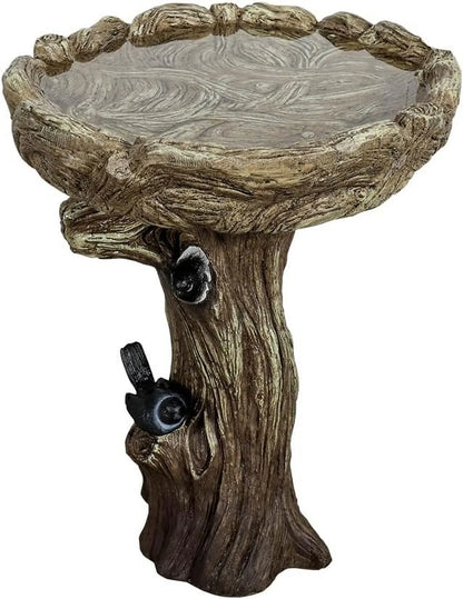 24.4" H Cement Bird Bath for Garden- Fibre Reinforced Concrete Bird Baths for Outdoors, Large Size Vintage Carved Pedestal Birdbath for Patio, Yard, Lawn -20��Dia. X 24.4��H Bird Fountain