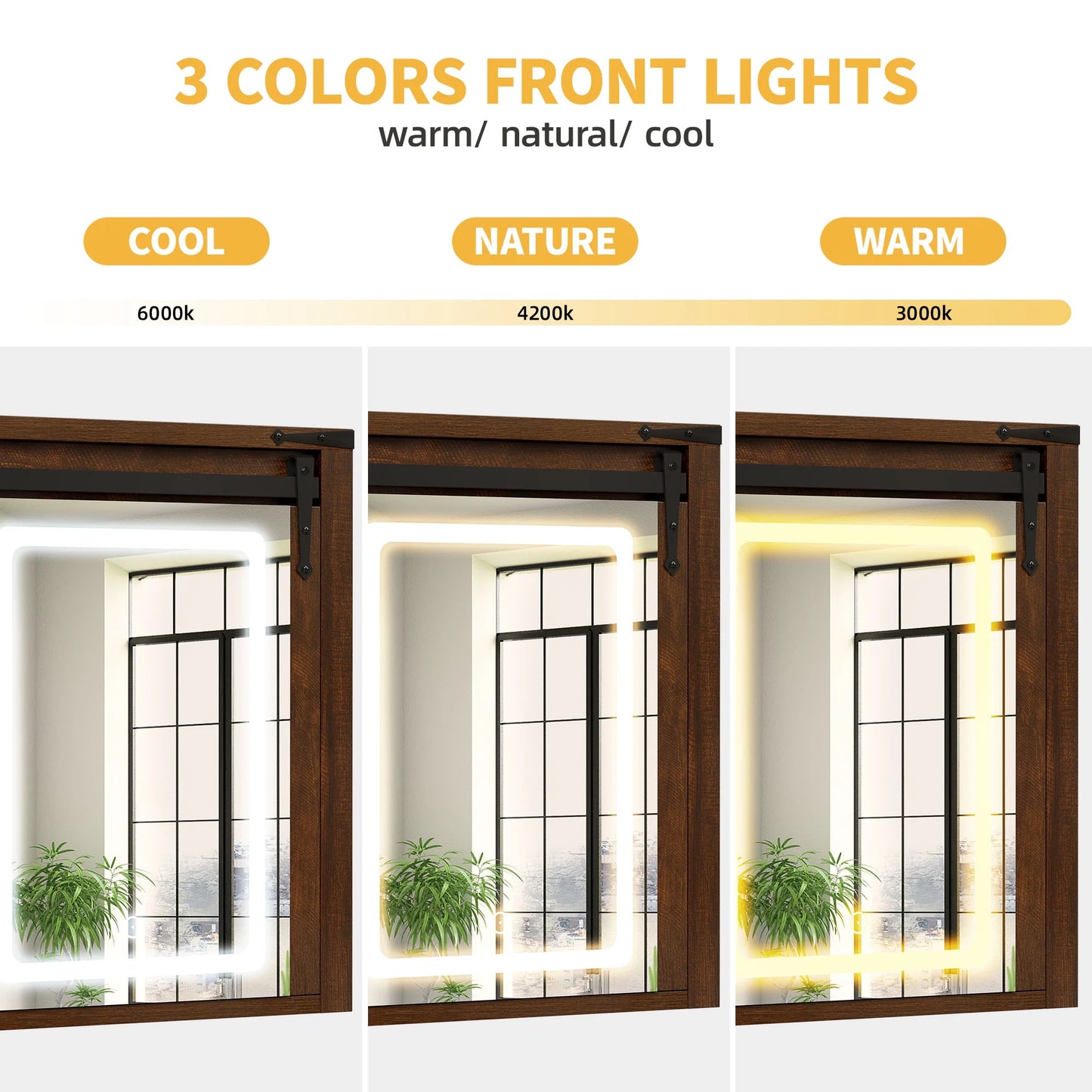 DWVO Bathroom Wall Cabinet with LED Lights Mirror, Medicine Cabinet with Door and Adjustable Shelf, White