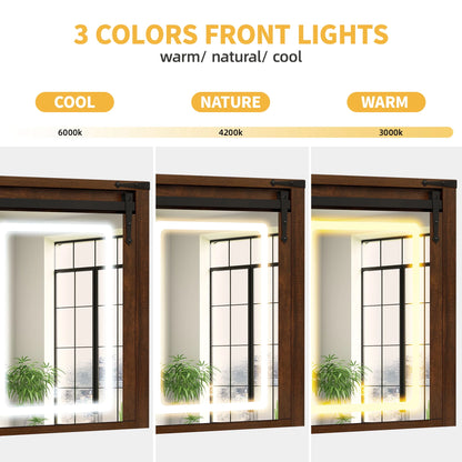 DWVO Bathroom Wall Cabinet with LED Lights Mirror, Medicine Cabinet with Door and Adjustable Shelf, White