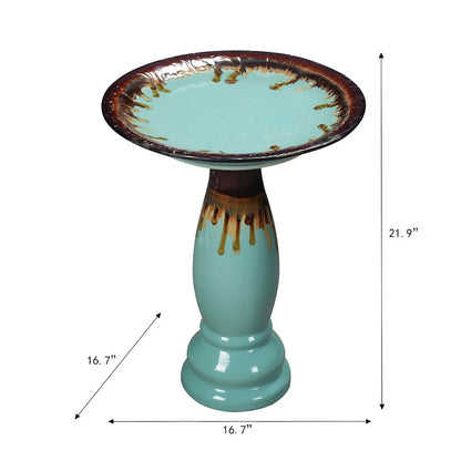 Hi-Line Gift Ltd. Ceramic Birdbath - Tranquil Blue Oasis
