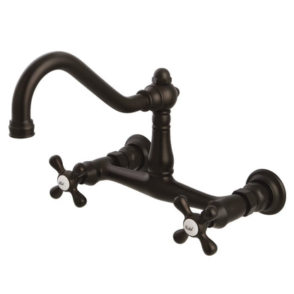 Kingston Brass KS3240AX Vintage Wall Mount Bathroom Faucet, Matte Black