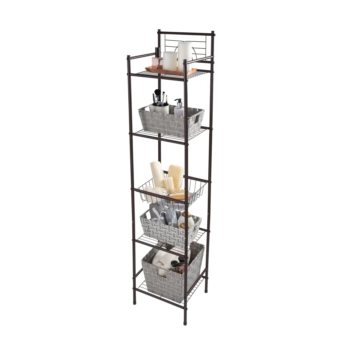 Bath Bliss 11.61"W x 12.99"D x 58.46"H 5-Shelf Storage Shelf, Bronze