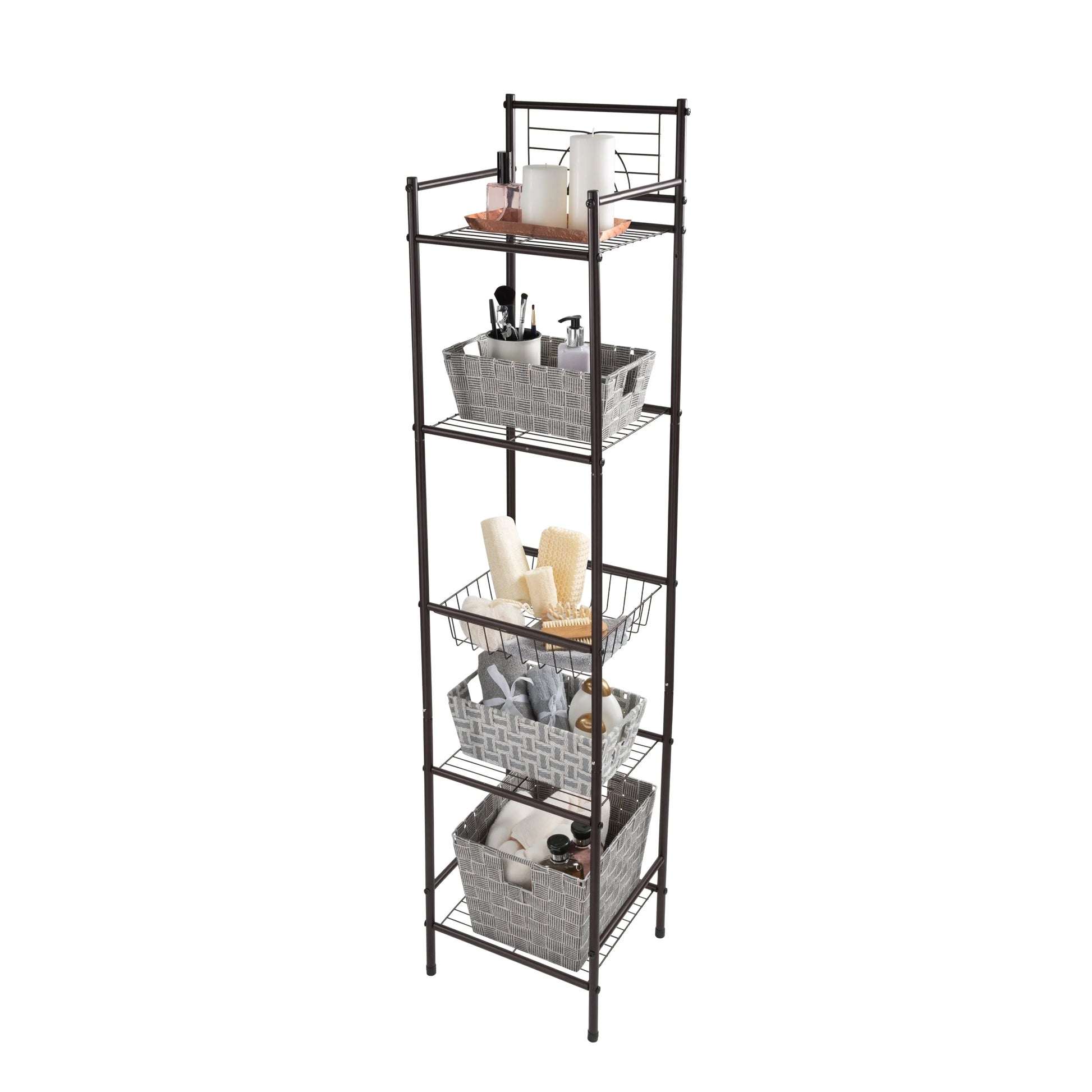 Bath Bliss 11.61"W x 12.99"D x 58.46"H 5-Shelf Storage Shelf, Bronze