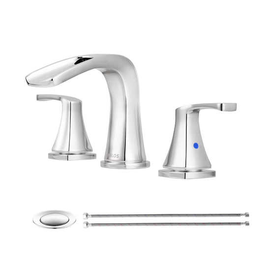 PARLOS Waterfall Widespread Two Handles Bathroom Sink Faucet , Polished Chrome