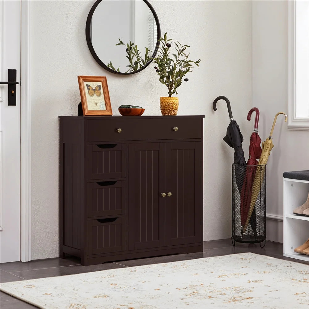 Yaheetech Free-Standing Floor Cabinet with Drawers and Doors for Bathroom,White