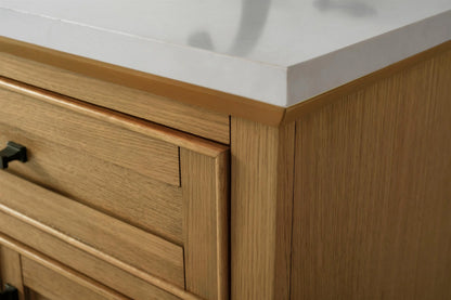 Design Element Milano 60" Single Sink Oak Bath Vanity with White Quartz Top