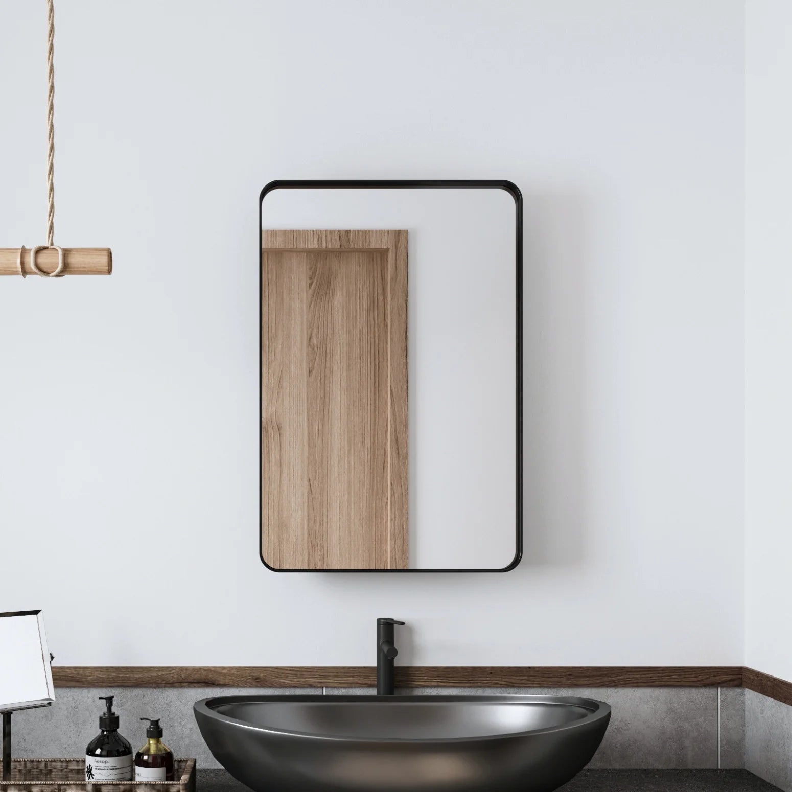 20x30 Inch Recessed Black Metal Medicine Cabinet with Full-Length Mirror - Adjustable Tempered Glass Shelves, Moisture-Resistant Storage, Wall-Mounted Design for Modern & Traditional Bathrooms