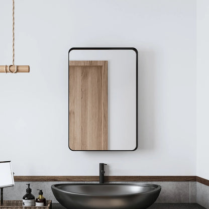 20x30 Inch Recessed Black Metal Medicine Cabinet with Full-Length Mirror - Adjustable Tempered Glass Shelves, Moisture-Resistant Storage, Wall-Mounted Design for Modern & Traditional Bathrooms