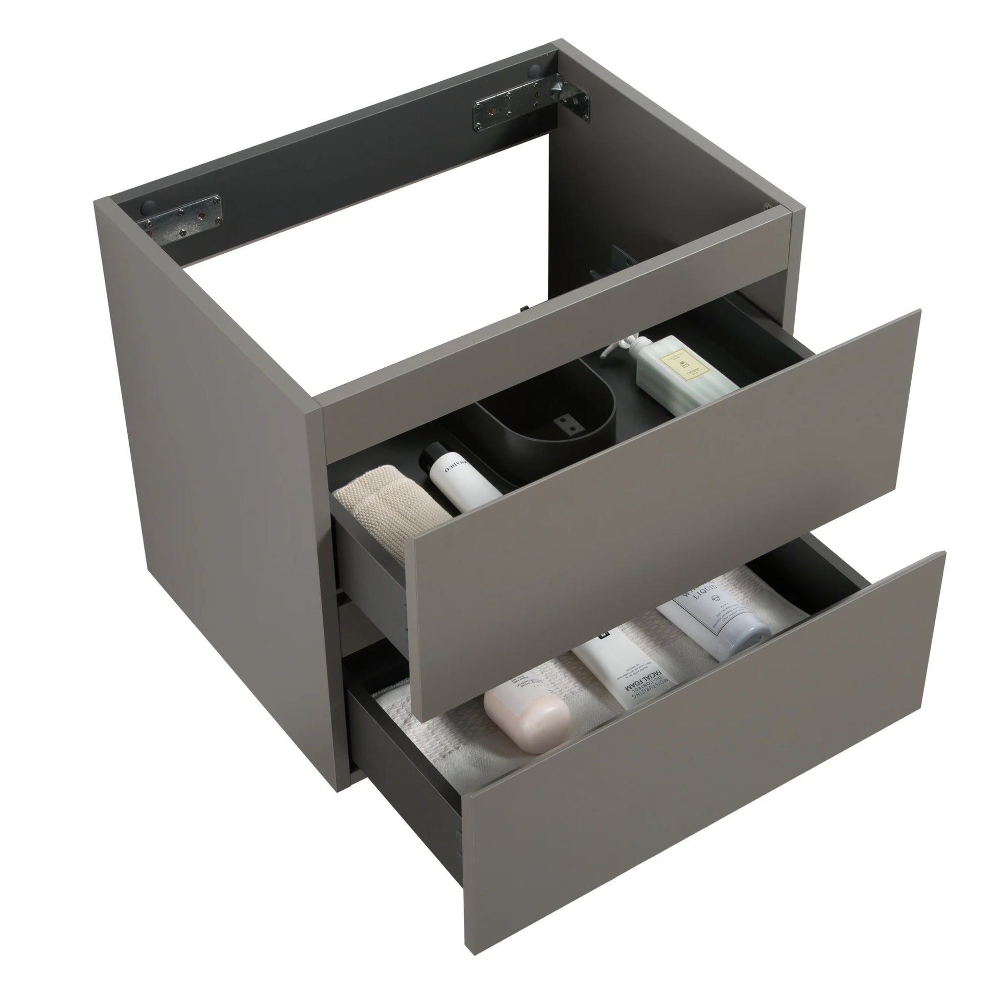 Wall Mount Bathroom Cabinet Without Basin, Gray Two-Drawer Storage Unit with Pre-Assembled Design for Space-Saving Modern Bathrooms