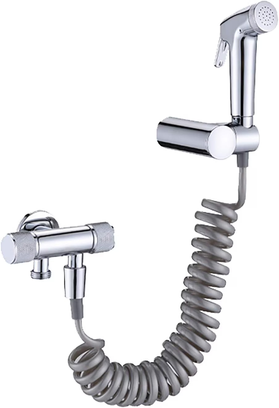 Handheld Bidet Sprayer for Toilet, Brass Portable Cloth Diaper Sprayer Set Single Cold Water Bathroom Bidet Sprayer Kit with PVC Shower Hose for Pet Bathing,Gray