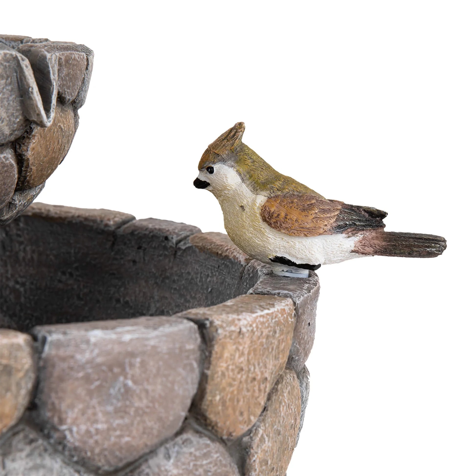 Glitzhome 24.5" Outdoor 2 Tier Stone-Like Water Fountain Bird Bath for Garden Patio Decor