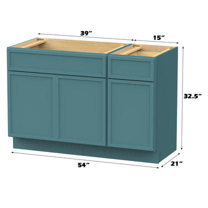 51" Freestanding Bathroom Vanity Cabinet without Top in Sea Green