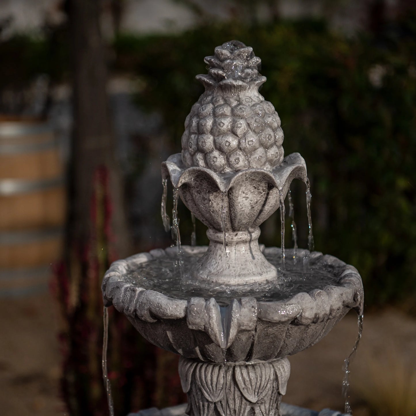 XBrand 58.3" 3-Tier Outdoor Freestanding Water Fountain - Classic Leaf Design, Gray Resin, Large Bird Bath with Pump - Ideal for Yard, Lawn and Garden, Porch Décor