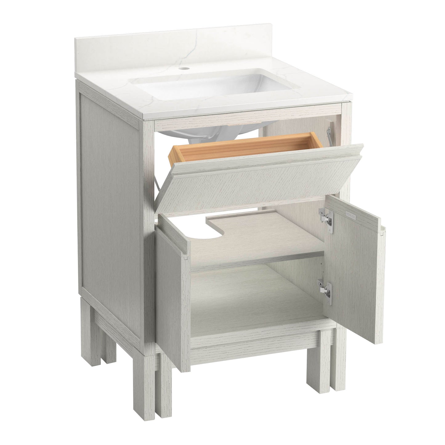 Kohler Solive Bathroom Vanity with Sink and Quartz Top in White