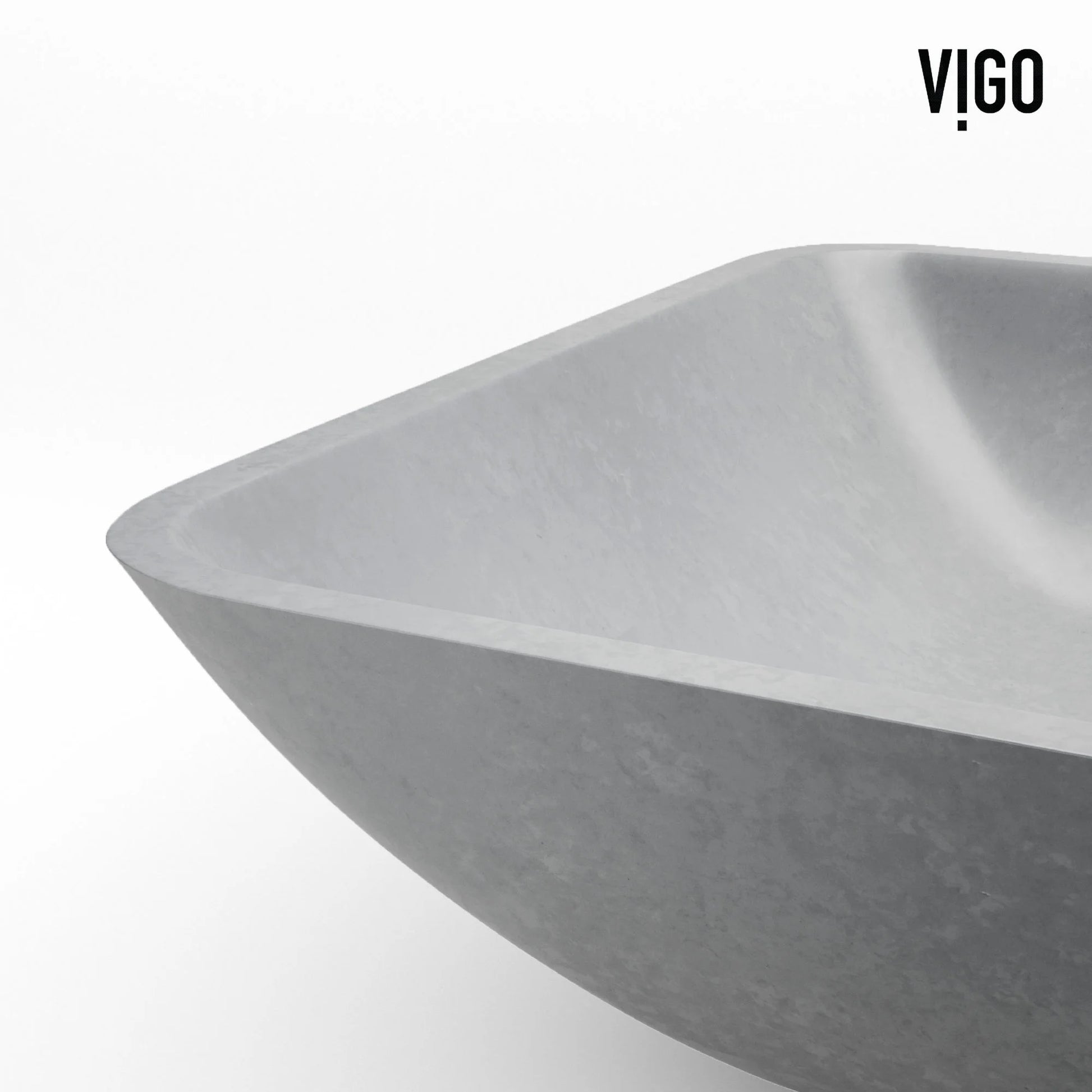 VIGO Duomo Gothic Gray Concreto Stone 18 in. L x 13 in. W x 4 in. H Rectangular Vessel Bathroom Sink