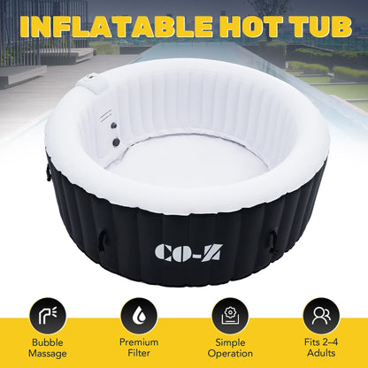 CO-Z 2-4 Persons Inflatable Hot Tub 6 ft Portable Pool and Bathtub w Air Jets Cover Teal