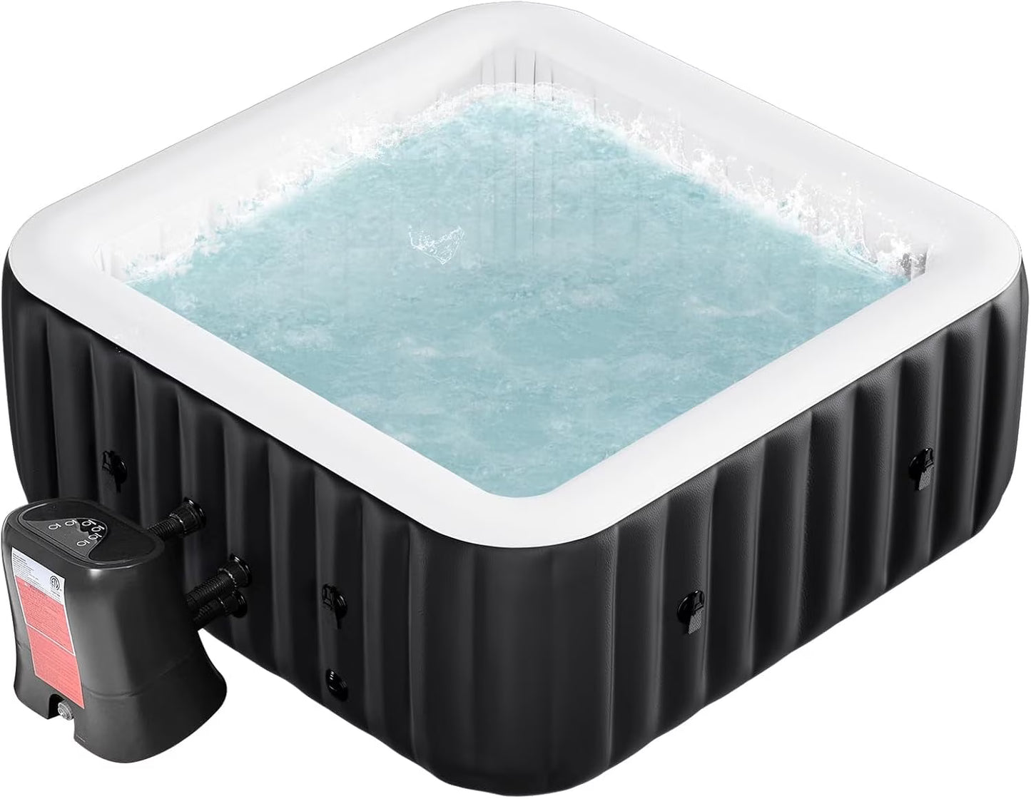 73" X 73" X 25" Inflatable Hot Tub for 4-6 Person Square, 240 Gallon Large Portable Hottub Spa with 130 Bubble Air Jets, Blow Up Spa Bathtub with LED Control Panel, 2 Filter, Temperature up to 104��F