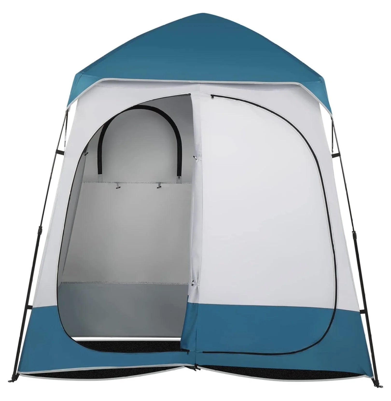EIGHTNINE Oversize 2 Rooms Shower Tent, 7.5 FT Outdoor Pop up Changing Room, Instant Extra Wide Privacy Shelter for Camping Dressing Toilet Bathroom with Carry Bag, Blue & White