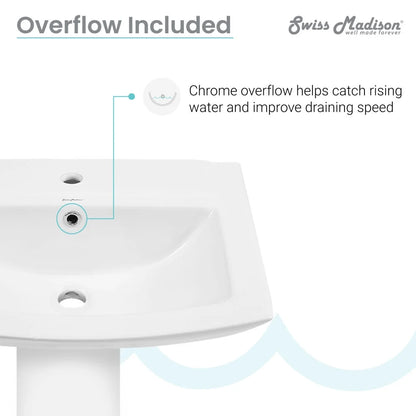 Sublime Pedestal Bathroom Sink Square Single Faucet Hole