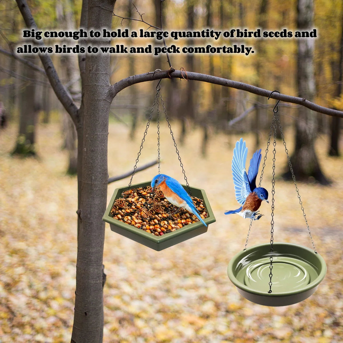 Hanging Bird Bath Feeder for Outdoors,Bird Feeder Hanging Bird Feeder Tray Charm to Your Garden 2 in 1