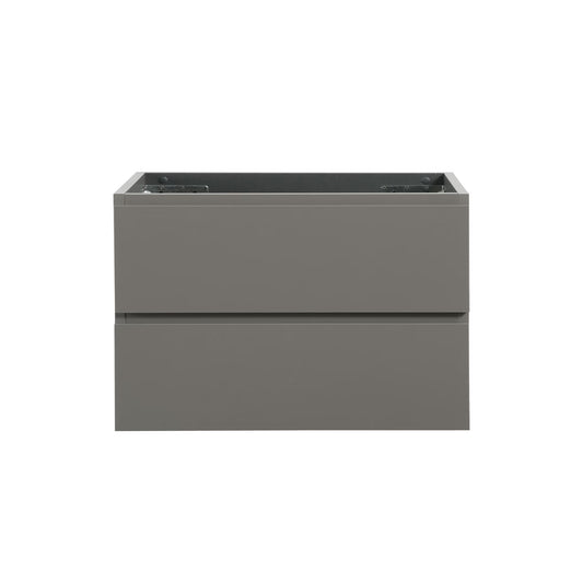 Wall Mount Bathroom Cabinet Without Basin, Gray Two-Drawer Storage Unit with Pre-Assembled Design for Space-Saving Modern Bathrooms