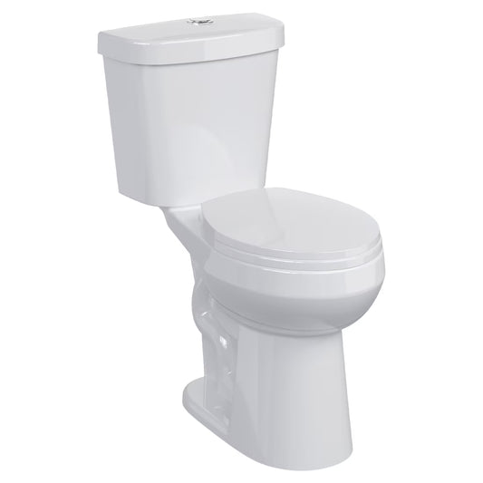 21" Toilet, Two-Piece Toilet, ADA Toilet with Dual Flush, Elongated Toilets for Bathrooms with Soft Close Seat, Universal Height with 1.28 Siphonic Flush Cotton White