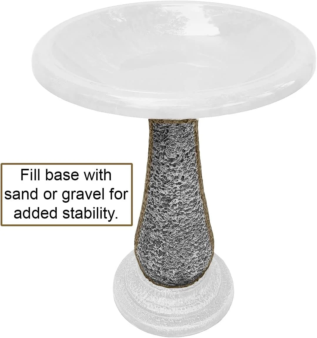 Tierra Garden Birds and Beyond Fiber Clay Bird Bath, Semi-Gloss Bird Bowl with Matte Base, 24 in. (Charcoal Sand)