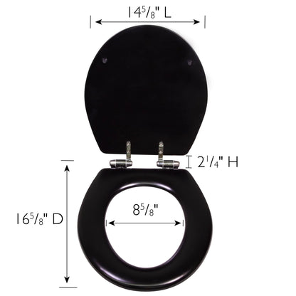 Dalton Toilet Seat Round Soft Close – Black Rustic Wooden Round Standard Toilet Seat for Bathroom – Design House, 561241-BLK
