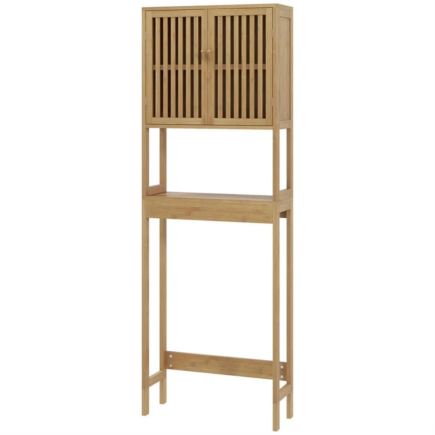 Finihen 67" Bamboo Over The Toilet Storage Cabinet with Adjustable Shelves, Bathroom Shelf Over Toilet Rack, Bathroom Storage Cabinet Organizer, Brown