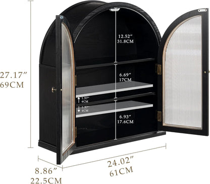 ANHDAH Arched Wall Cabinet Over Toilet, 2-Door Modern Medicine Storage with 2 Shelves. Space-Saving Mounted Organizer for Bathroom Towels & Cosmetics.