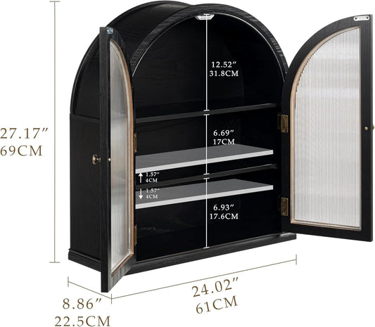 ANHDAH Arched Wall Cabinet Over Toilet, 2-Door Modern Medicine Storage with 2 Shelves. Space-Saving Mounted Organizer for Bathroom Towels & Cosmetics.
