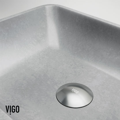 VIGO Duomo Gothic Gray Concreto Stone 18 in. L x 13 in. W x 4 in. H Rectangular Vessel Bathroom Sink