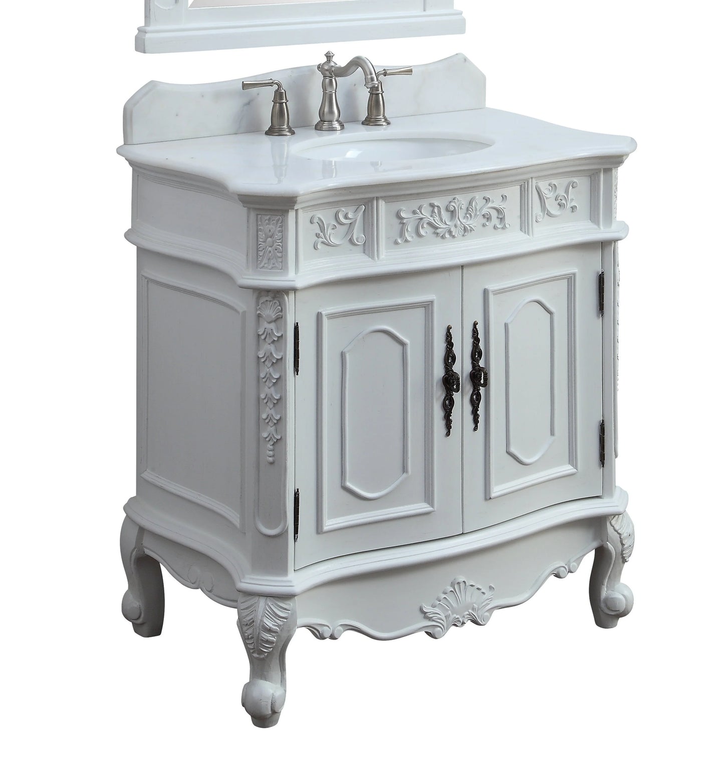 33" Benton Collection Benson Antique White French Bathroom Vanity HF-021W-AW