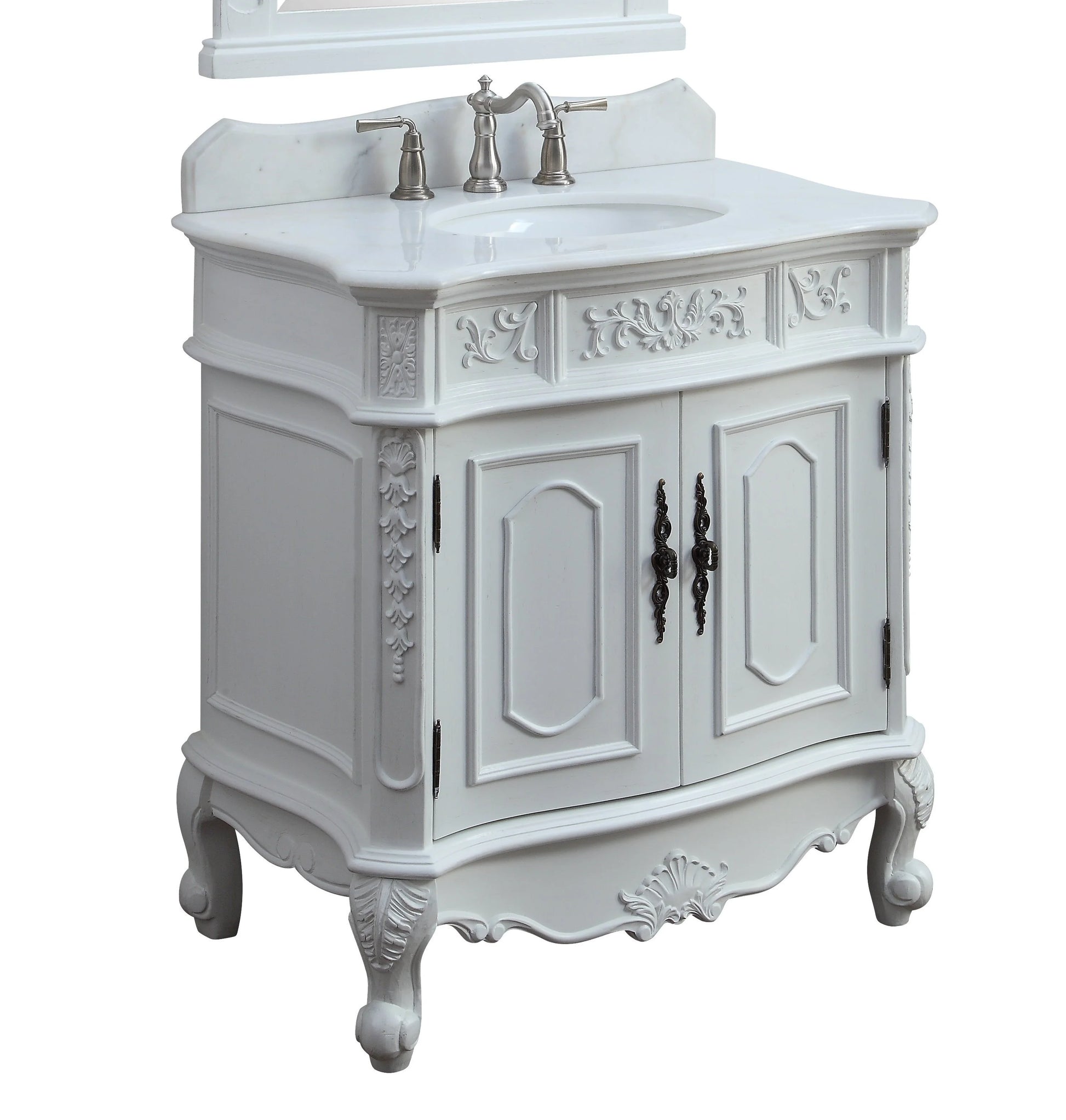 33" Benton Collection Benson Antique White French Bathroom Vanity HF-021W-AW