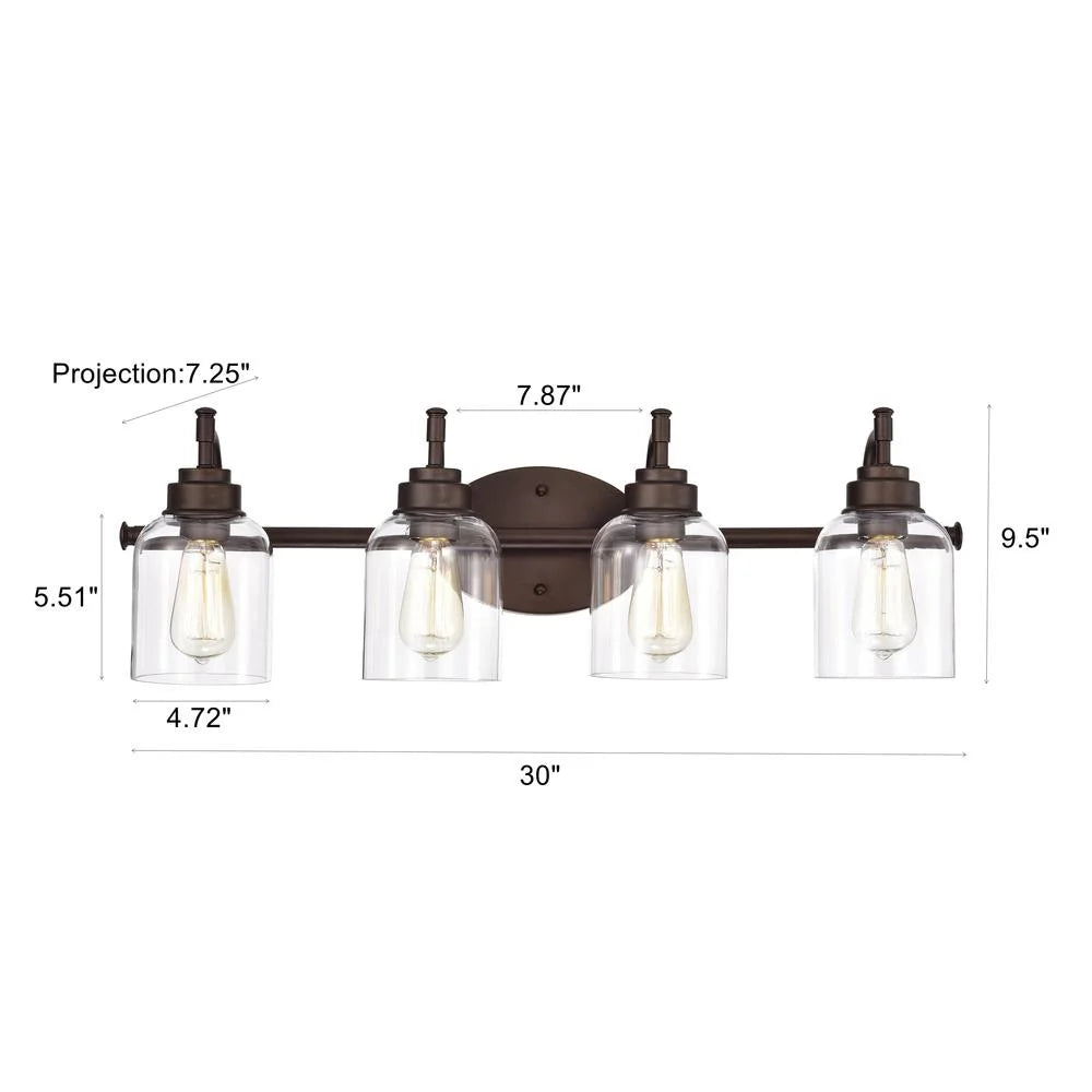 CHLOE Adair Transitional 4 Light Oil Rubbed Bronze Bath Vanity Fixture 30" Wide