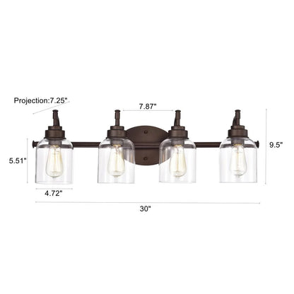 CHLOE Adair Transitional 4 Light Oil Rubbed Bronze Bath Vanity Fixture 30" Wide