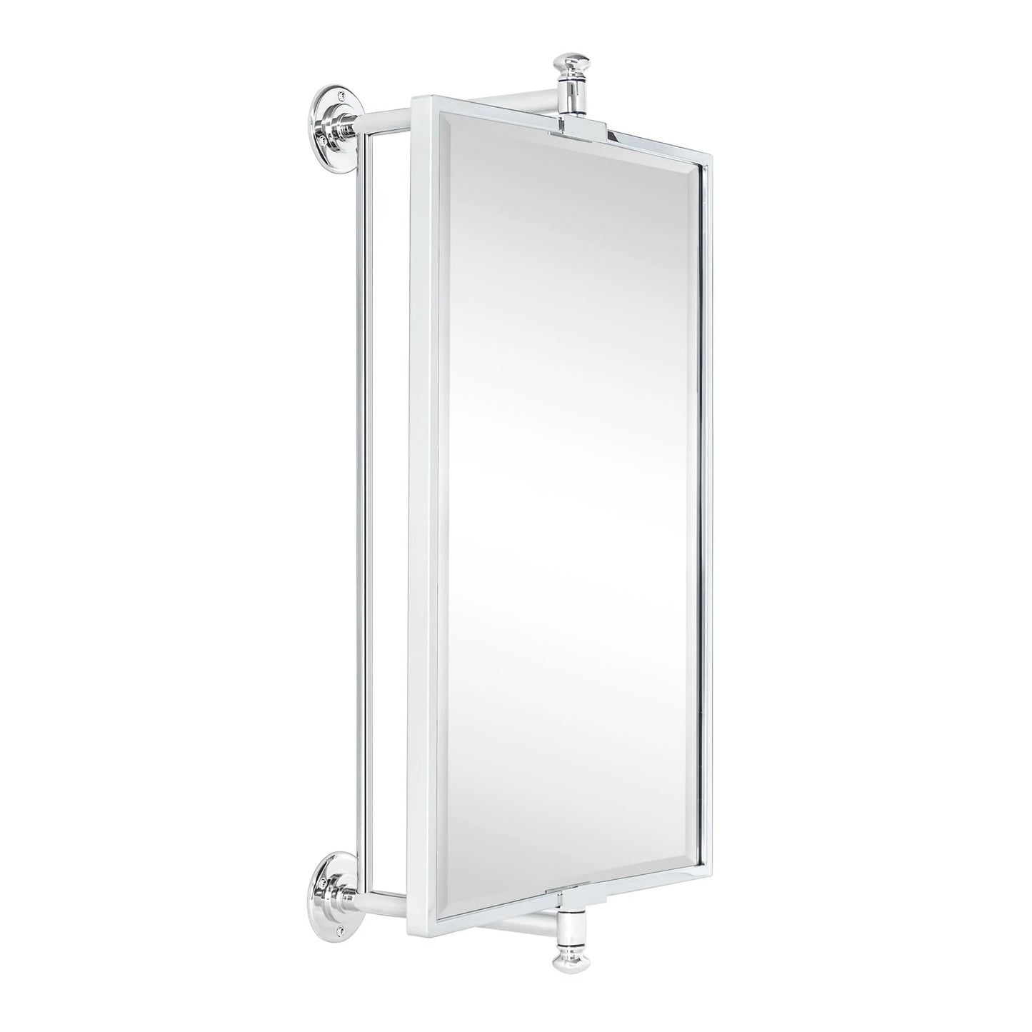 TEHOME Black Beveled Rectangle Pivot-N-View Bathroom Vanity Mirror 14x22"