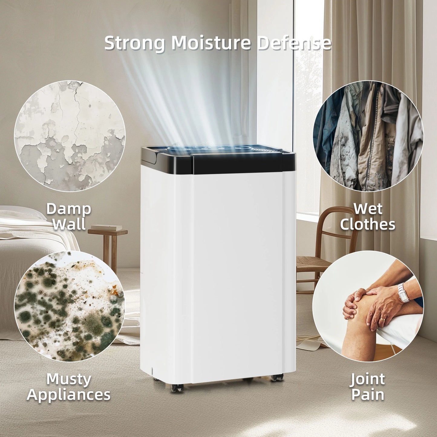 Rocyis 19 Pint (DOE) for 4500 sq. ft. Dehumidifier for Home, Humidity with Auto Shut off, Auto Drain or Manual Drainage, 0.8 gal Water Tank Capacity for Basements, Bedroom, Bathroom