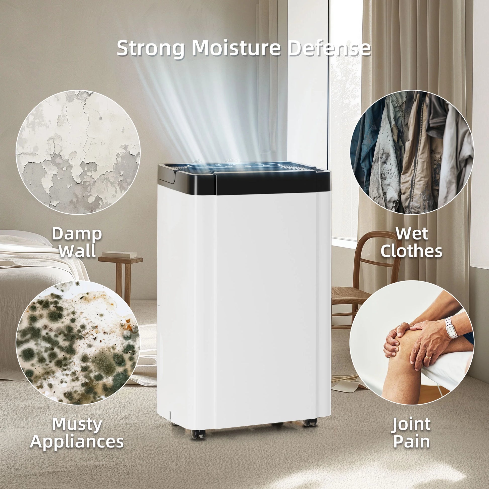 Rocyis 19 Pint (DOE) for 4500 sq. ft. Dehumidifier for Home, Humidity with Auto Shut off, Auto Drain or Manual Drainage, 0.8 gal Water Tank Capacity for Basements, Bedroom, Bathroom