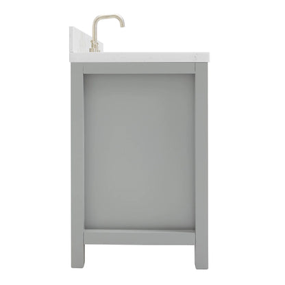 ARIEL Bristol 54 Inch Single Rectangle Sink Bathroom Vanity With Carrara White Quartz Countertop 1.5 Edge In Grey