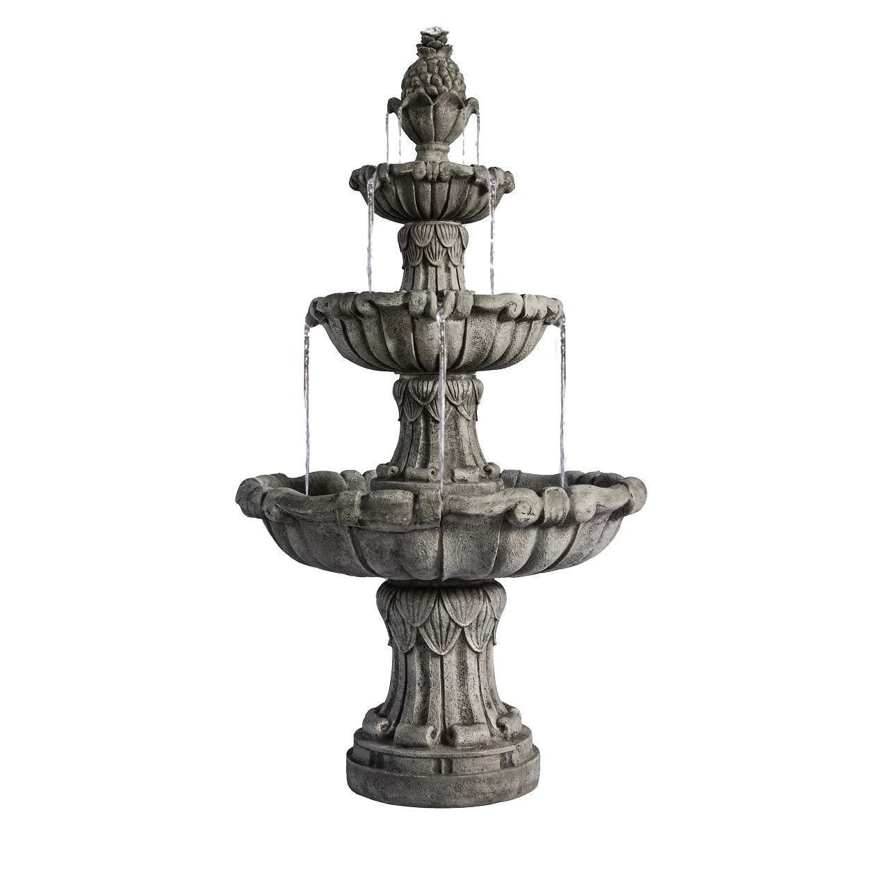 XBrand 58.3" 3-Tier Outdoor Freestanding Water Fountain - Classic Leaf Design, Large Bird Bath with Pump - Ideal for Yard, Lawn and Garden D��cor