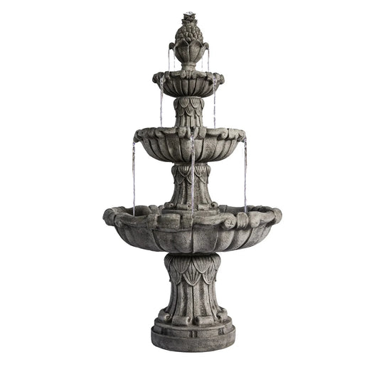 XBrand 58.3" 3-Tier Outdoor Freestanding Water Fountain - Classic Leaf Design, Large Bird Bath with Pump - Ideal for Yard, Lawn and Garden D��cor