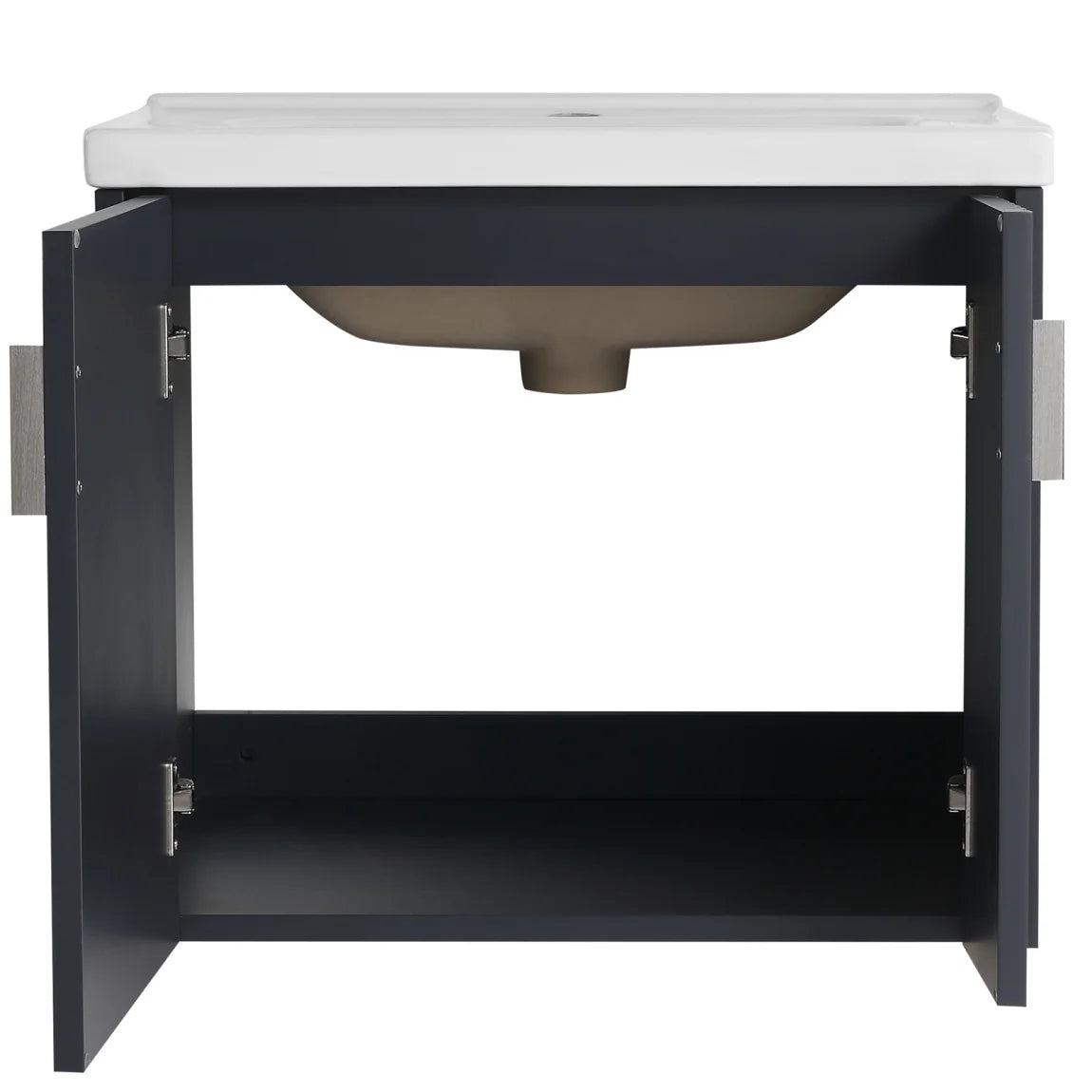 Bathroom Vanity with Dual-door Design, 24 Inch Bathroom Vanity Sink with Soft Close Door and Metal Handles, Bathroom Vanity with Sink for Small Bathroom Apartment, Black