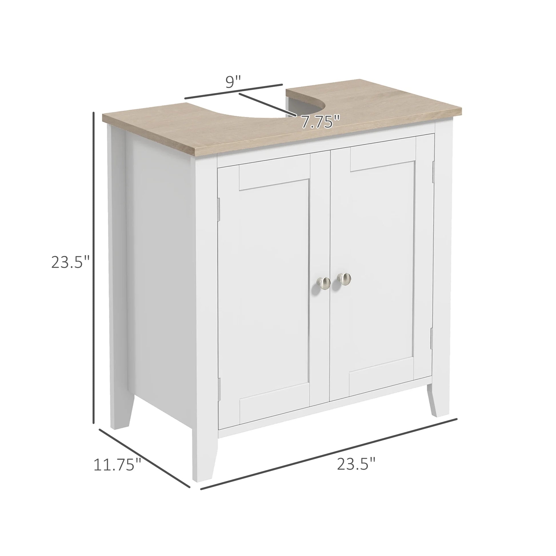 Kleankin Pedestal Sink Storage Cabinet, Under Sink Cabinet, Bathroom Vanity Cabinet with U-Shape and Adjustable Internal Shelf, White