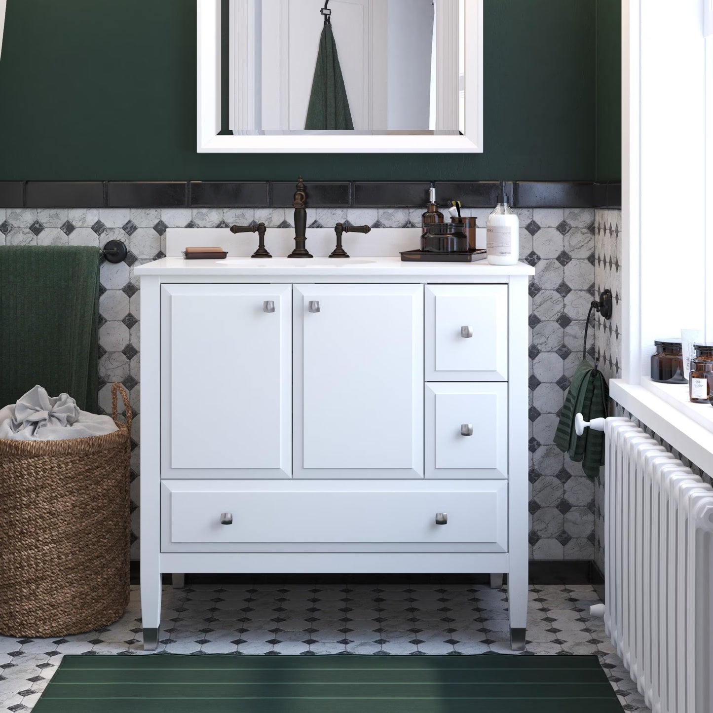DHP Metcalfe 36 Inch Bathroom Vanity, White