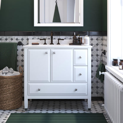 DHP Metcalfe 36 Inch Bathroom Vanity, White