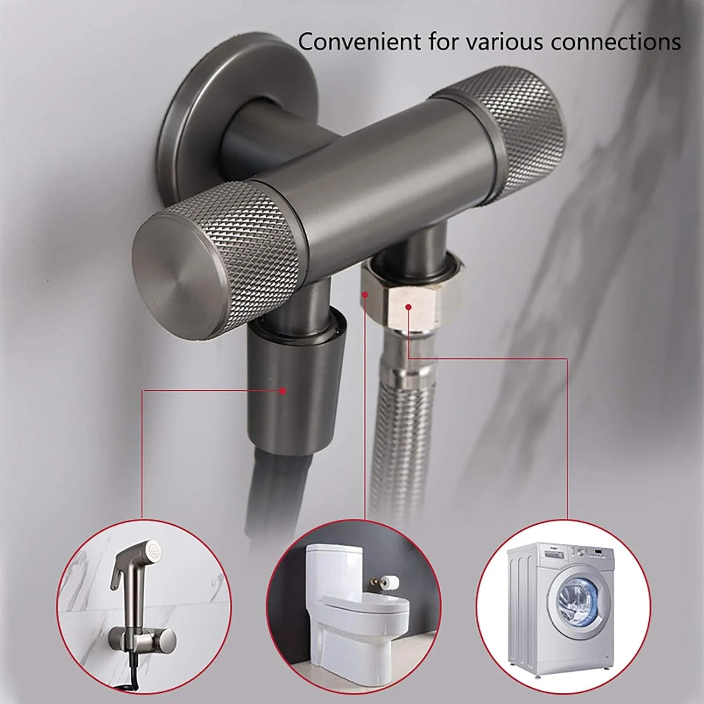 Handheld Bidet Sprayer for Toilet, Brass Portable Cloth Diaper Sprayer Set Single Cold Water Bathroom Bidet Sprayer Kit with PVC Shower Hose for Pet Bathing,Gray