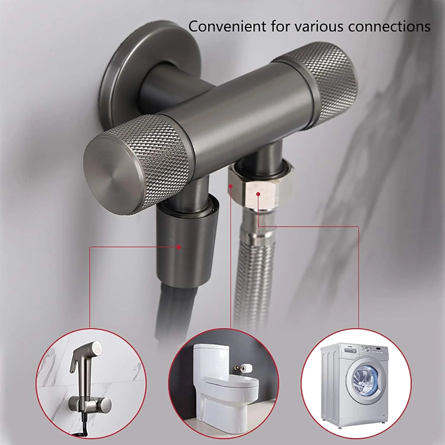 Handheld Bidet Sprayer for Toilet, Brass Portable Cloth Diaper Sprayer Set Single Cold Water Bathroom Bidet Sprayer Kit with PVC Shower Hose for Pet Bathing,Gray